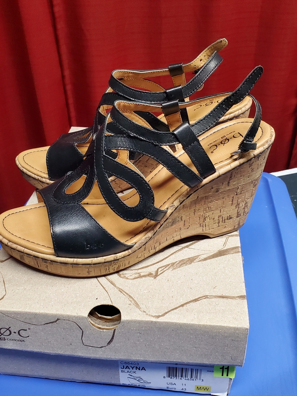 Jayna Black Strappy Wedge Sandal